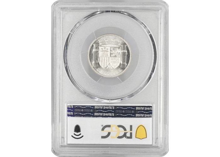 Spain 1 peseta 1933 (34), PCGS MS64, "Second Republic (1931 - 1939)" silver coin