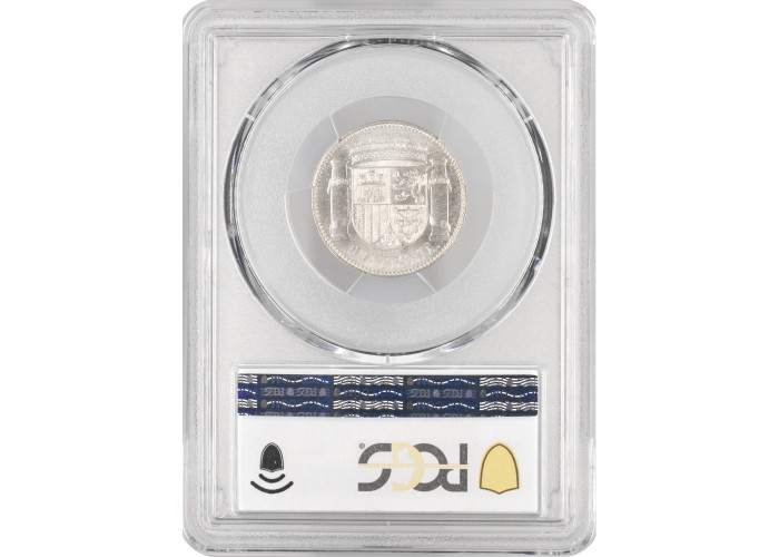 Spain 1 peseta 1933 (34), PCGS MS64, "Second Republic (1931 - 1939)" silver coin