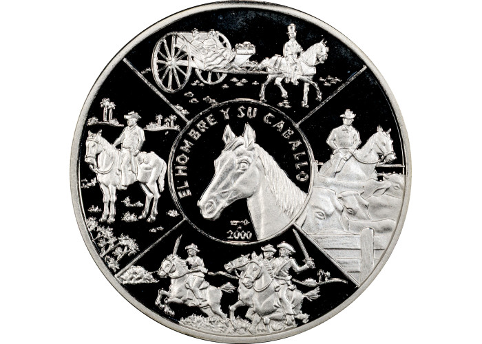 Cuba 10 pesos 2000, PCGS PR67 DCAM, "Ibero-America - Man and Horse" silver coin