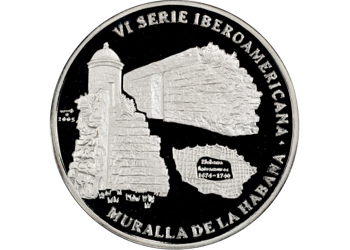 Cuba 10 pesos 2005, PCGS PR69 DCAM, "Ibero-America - Muralla de la Habana" silver coin