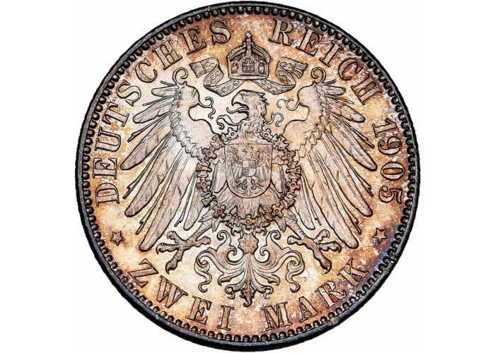 Saxony 2 mark 1905 E, PCGS MS63, "King Friedrich August III (1904 - 1918)"