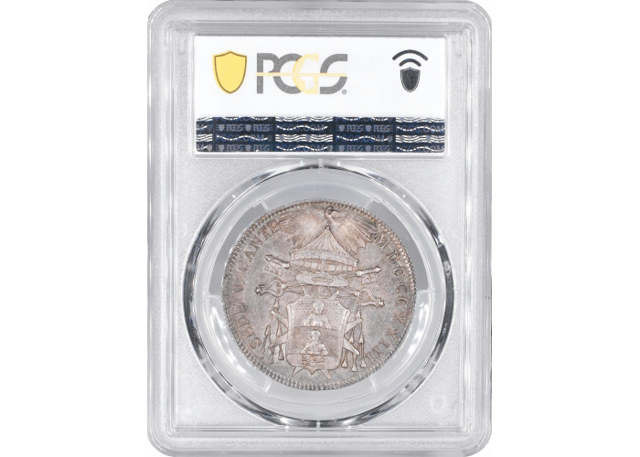 Papal States 1/2 scudo 1823 B, PCGS MS62, "Bartolomeo Pacca (Sede Vacante)"