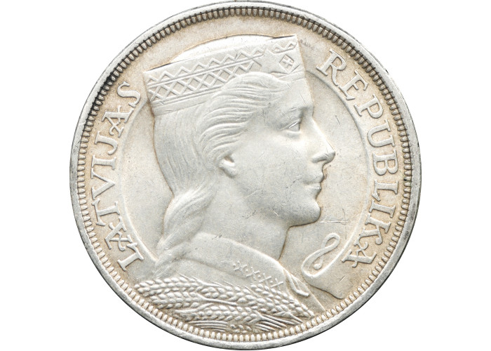 Latvia 5 lati 1929, PCGS MS62, "First Republic (1922 - 1940)" silver coin