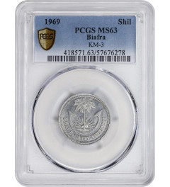 Biafra "ONE" shilling 1969, PCGS MS63, "Republic of Biafra (1967 - 1970)" RARE