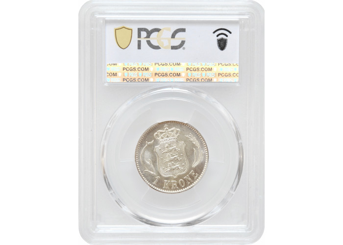 Дания 1 крона 1916 г. VBP, PCGS MS65, "Король Кристиан X (1912 - 1947)"