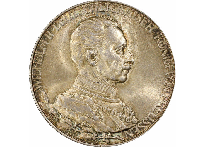 Пруссия 2 марки 1913 г. A, PCGS MS66, "25 лет правлению Вильгельма II"