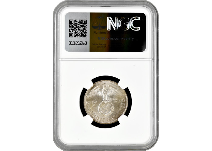 Germany 2 reichsmark 1936 D, NGC MS66, "Nazi Germany (1933 - 1945)" Top Pop 1/0