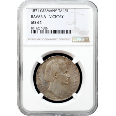Bavaria 1 thaler 1871, NGC MS64, "Germany Victory in Franco-Prussian War"