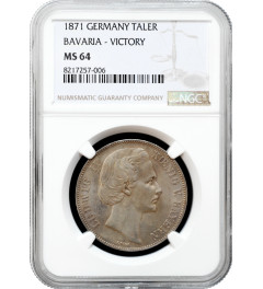 Bavaria 1 thaler 1871, NGC MS64, "Germany Victory in Franco-Prussian War"