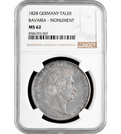 Bavaria 1 thaler 1828, NGC MS62, "Constitution Momument Dedication" silver coin