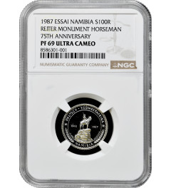 Namibia 100 rand 1987, NGC PF69 UC ESSAI, "Reiter Monument Horseman" Top Pop