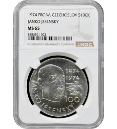 Czechoslovakia 100 korun 1974, NGC MS65 PROBA, "Janko Jesensky" silver coin