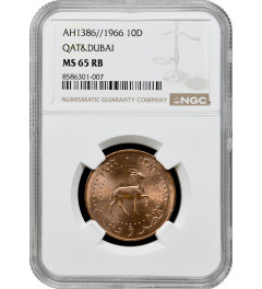 Qatar & Dubai 10 dirham 1966, NGC MS65 RB, "British protec. (1966-1971)" Top Pop
