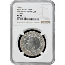 Österreich 1/2 Taler 1625 (1975), NGC MS65 RESTRIKE, "Ferdinand II (1619-1637)" Top Pop