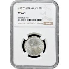 Germany - Third Reich 2 reichsmark 1937 D, NGC MS63, "Nazi Germany (1933-1945)"