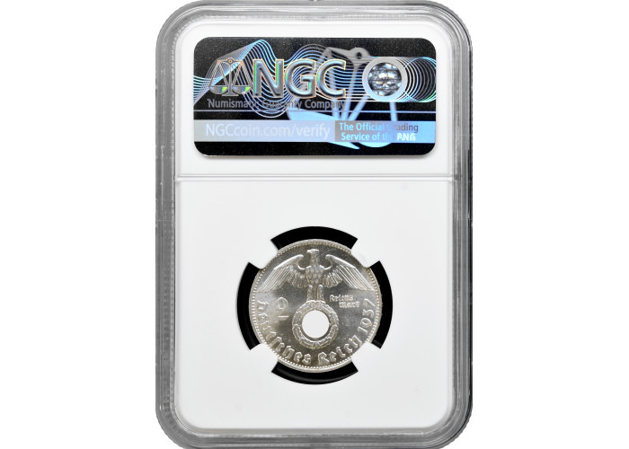 Germany 2 reichsmark 1937 D, NGC MS64, "Third Reich (1933 - 1945)" Top Pop