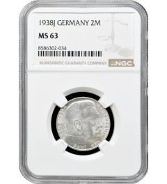 Germany - Third Reich 2 reichsmark 1938 J, NGC MS63, "Nazi Germany (1933-1945)"