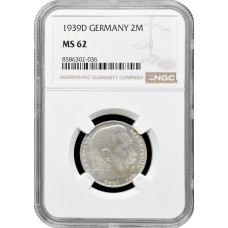 Germany - Third Reich 2 reichsmark 1939 D, NGC MS62, "Nazi Germany (1933-1945)"