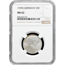 Germany - Third Reich 2 reichsmark 1939 J, NGC MS62, "Nazi Germany (1933-1945)"