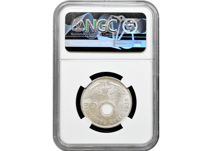 Germany - Third Reich 5 reichsmark 1938 A, NGC MS62, "Nazi Germany (1933-1945)"