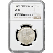 Germany - Third Reich 5 reichsmark 1938 A, NGC MS63, "Nazi Germany (1933-1945)"