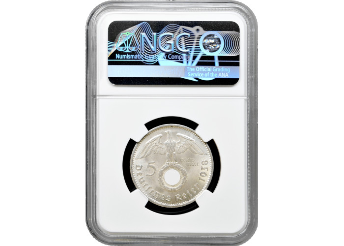 Germany - Third Reich 5 reichsmark 1938 A, NGC MS63, "Nazi Germany (1933-1945)"