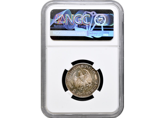 Germany - Third Reich 2 reichsmark 1934 F, NGC MS63, "Friedrich Schiller" silver