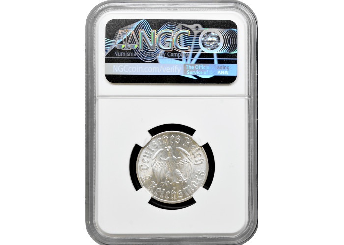 Germany - Third Reich 2 reichsmark 1933 F, NGC MS63, "450th An. - Martin Luther"