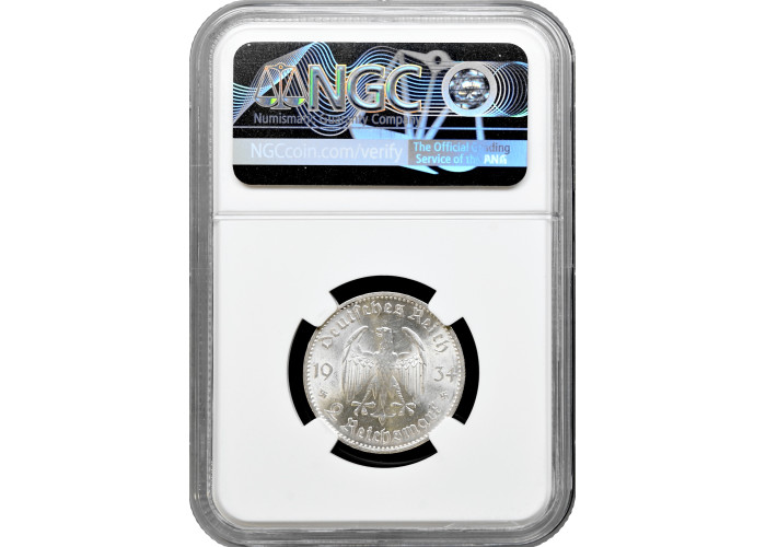 Germany - Third Reich 2 reichsmark 1934 E, NGC MS62, "Potsdam Garrison Church"