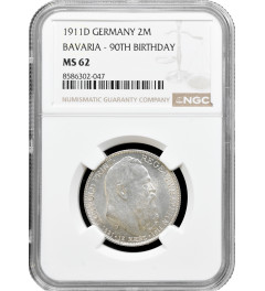 Bavaria 2 mark 1911 D, NGC MS62, "90th Anniv. - Birth of Prince Regent Luitpold"