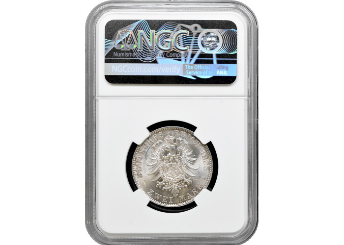 Пруссия 2 марки 1888 г. A, NGC MS64, "Король Вильгельм II (1888 - 1918)"