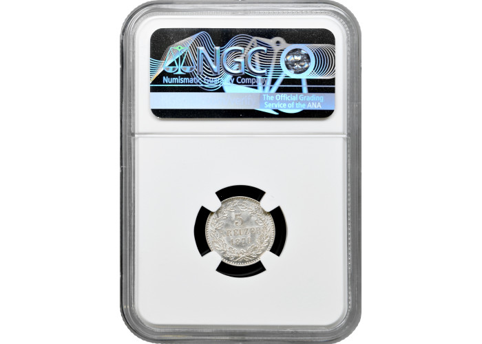 Baden 3 kreuzer 1870, NGC MS64, "Grand Duke Frederick I (1856 - 1907)"