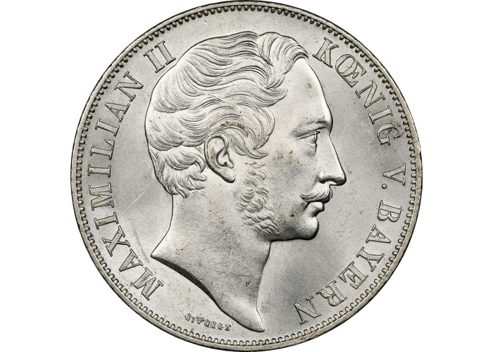 Bavaria 2 gulden 1855/4, NGC MS62, "King Maximilian II (1848 - 1864)"Top Pop 1/0