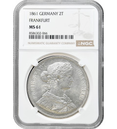 Frankfurt 2 thaler 1861, NGC MS61, "Free City of Frankfurt (1807 - 1866)"