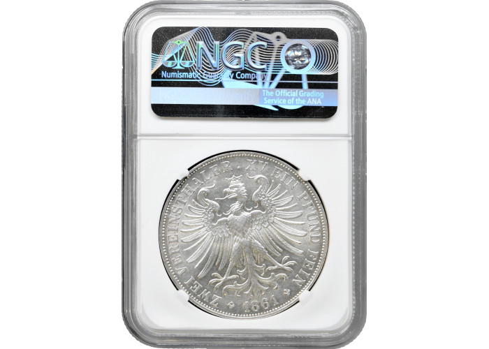 Frankfurt 2 thaler 1861, NGC MS61, "Free City of Frankfurt (1807 - 1866)"