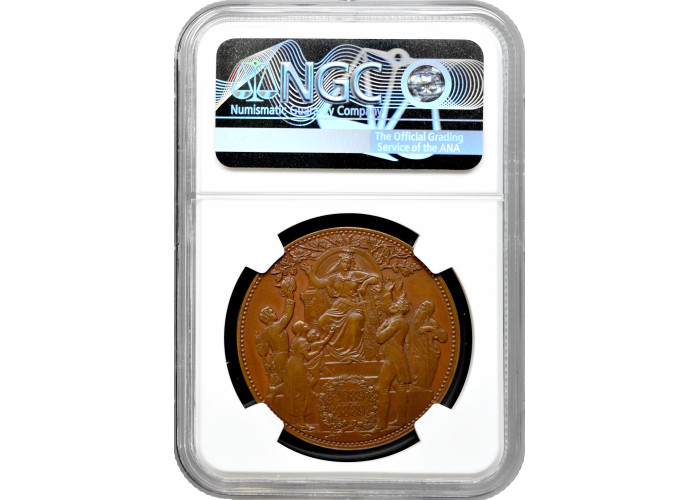 Saxony 5 mark 1889 E, NGC MS64 BN, "800th An. of the house of the Wettin" BRONZE