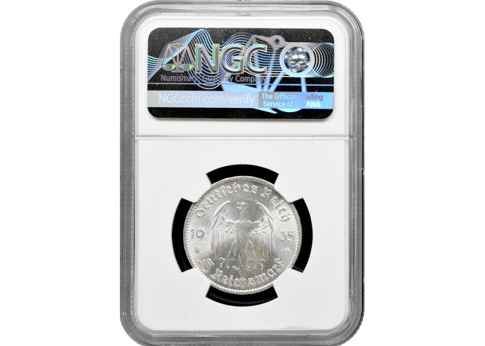 Germany - Third Reich 5 reichsmark 1935 G, NGC MS62, "Potsdam Garrison Church"