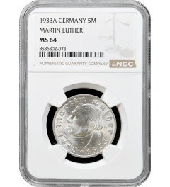 Germany - Third Reich 5 reichsmark 1933 A, NGC MS64, "450th An. - Martin Luther"