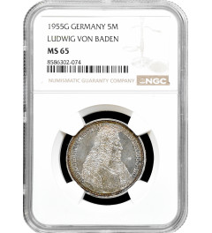 Germany - FRG 5 mark 1955 G, NGC MS65, "Birth of Ludwig von Baden" silver coin