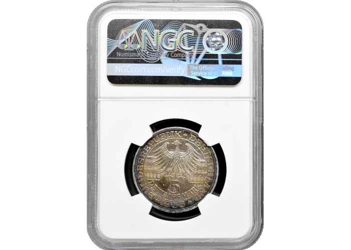 Germany - FRG 5 mark 1955 G, NGC MS65, "Birth of Ludwig von Baden" silver coin