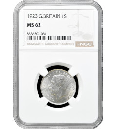Great Britain 1 shilling 1923, NGC MS62, "King George V (1910 - 1936)" silver