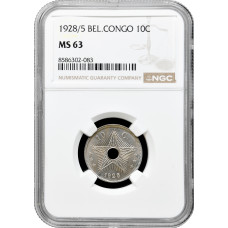 Belgian Congo 10 centimes 1928/5, NGC MS63, "Belgian colony (1909 - 1949)"
