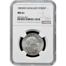 Ungarn 1 Forint 1883 KB, NGC MS61, "Kaizer Franz Joseph I (1848 - 1916)"