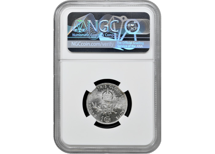Austria 1 corona 1908, NGC MS63, "60th Anniversary of Reign" silver coin