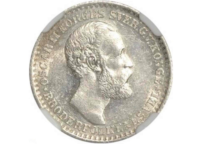 Norway 12 skilling 1873, NGC MS61, "King Oscar II (1872 - 1905)"