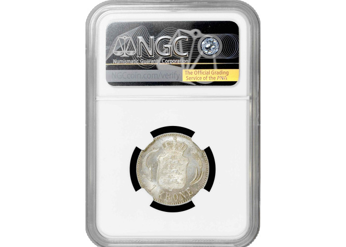 Denmark 1 krone 1892 CS, NGC MS63, "King Christian IX (1873 - 1906)"