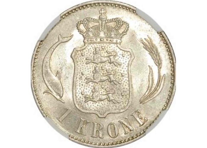 Denmark 1 krone 1892 CS, NGC MS63, "King Christian IX (1873 - 1906)"