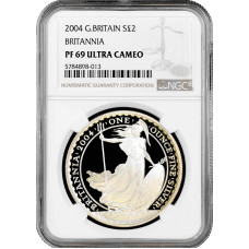 Великобритания 2 фунта 2004 г., NGC PF69 UC, "Стоящая Британия"