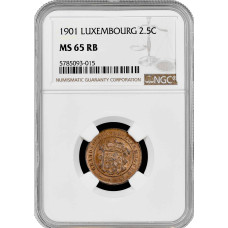 Luxembourg 2 1/2 centimes 1901,  NGC MS65 RB, "Luxembourg (1854 - 1917)" Top Pop