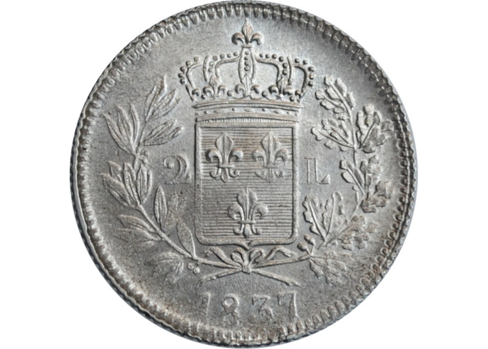 Lucca 2 Lire 1837, NGC MS63, "Herzog Carlo Ludovico di Borbone (1824 - 1847)"